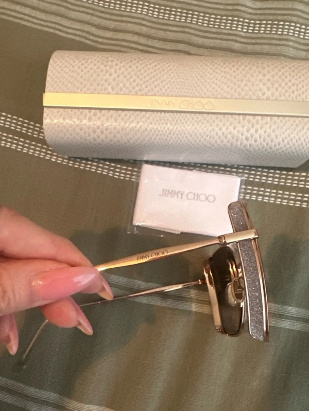Jimmy Choo Gold Frame Sunglasses with Black Lenses